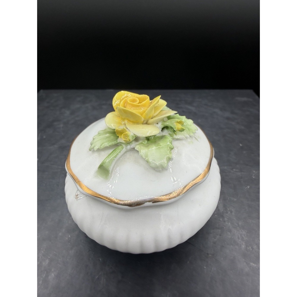Royal Doulton Bone China Trinket Box – Cobalt Blue w/ 3D Floral Lid 🌺✨